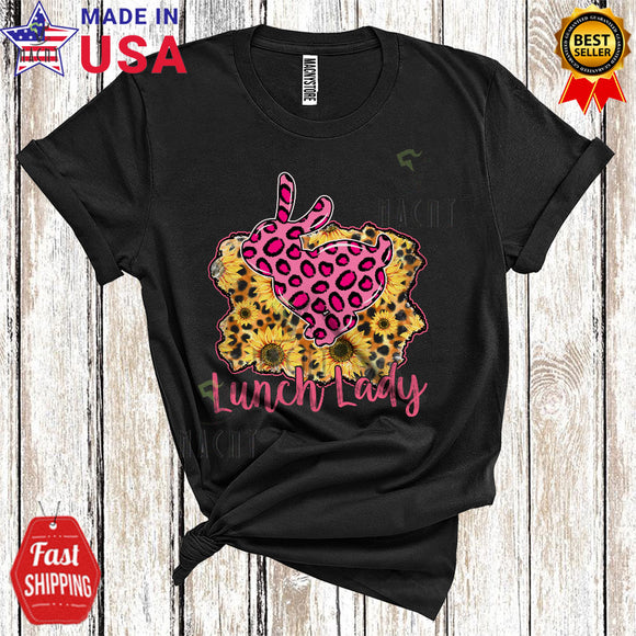 MacnyStore - Lunch Lady Cute Funny Easter Day Leopard Bunny Sunflowers Lover Matching Lunch Lady Group T-Shirt