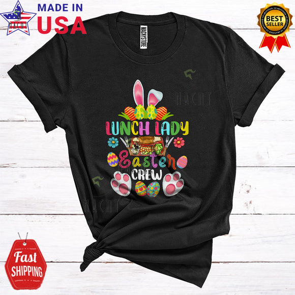 MacnyStore - Lunch Lady Easter Crew Funny Cool Easter Day Flowers Bunny Egg Hunt Lover Matching Family Group T-Shirt