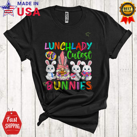 MacnyStore - Lunch Lady Of Cutest Bunnies Cute Happy Easter Day Three Bunnies Gnome Egg Hunt Lover T-Shirt