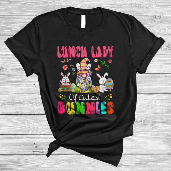 MacnyStore - Lunch Lady Of Cutest Bunnies, Lovely Easter Bunny Gnome Gnomies, Egg Hunting Group T-Shirt