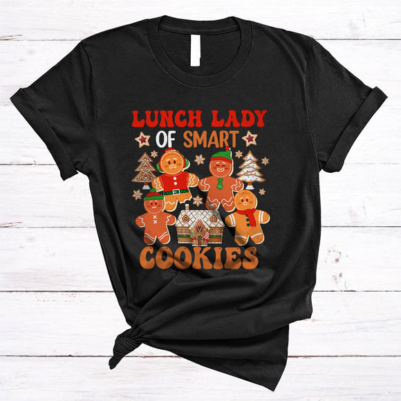 MacnyStore - Lunch Lady Of Smart Cookies, Adorable Christmas Three Gingerbread Cookies, X-mas Group T-Shirt