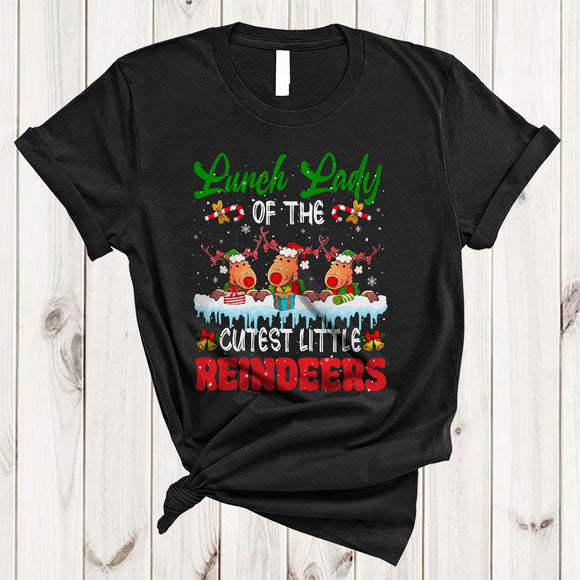 MacnyStore - Lunch Lady Of The Cutest Reindeers, Fantastic Christmas Lunch Lady, X-mas Snow Around T-Shirt
