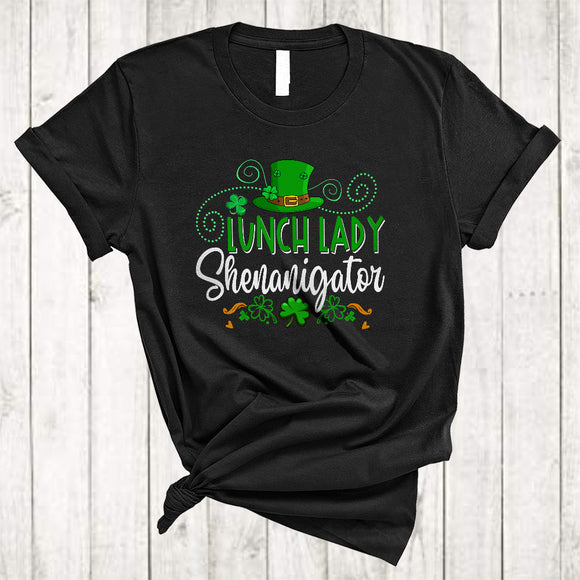 MacnyStore - Lunch Lady Shenanigator, Joyful St. Patrick's Day Shamrock Lucky, Matching Irish Family Group T-Shirt