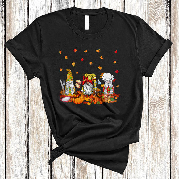 MacnyStore - Lunch Lady Tools, Cute Lunch Lady Three Gnomes, Thanksgiving Pumpkin Fall Leaves T-Shirt