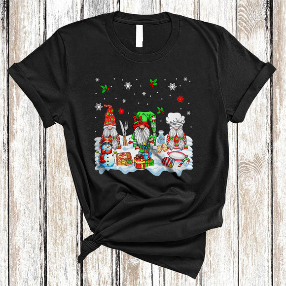 MacnyStore - Lunch Lady Tools, Cute Lunch Lady Three X-mas Gnomes, Christmas Snowman Snow Around T-Shirt