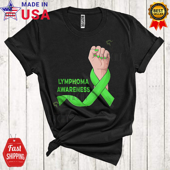 MacnyStore - Lymphoma Awareness Cool Cute Non Hodgkin's Lymphoma Awareness Green Ribbon Strong Hand Lover T-Shirt