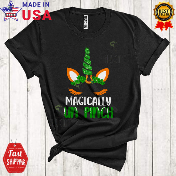 MacnyStore - Magical Un Pinch Cute Cool St. Patrick's Day Irish Shamrock Matching Unicorn Face Lover T-Shirt