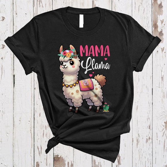 MacnyStore - Mama Llama, Floral Happy Mother's Day Flowers Llama Animal Lover, Matching Family Group T-Shirt
