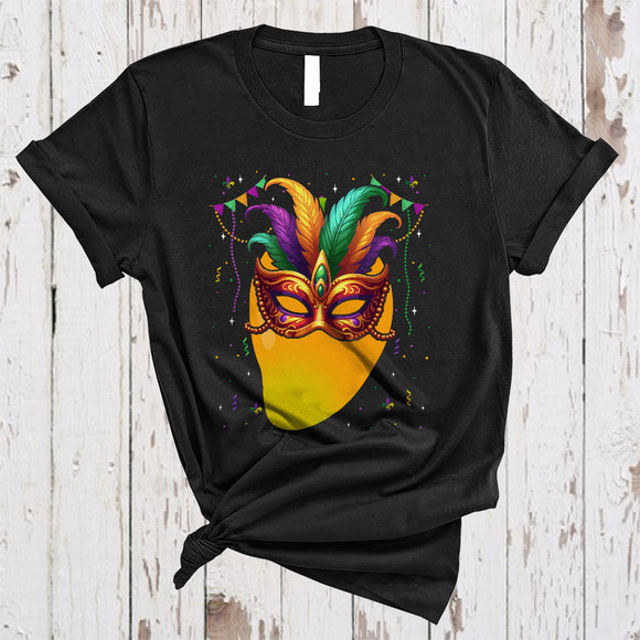 MacnyStore - Mango Wearing Mardi Gras Mask, Awesome Mardi Gras Beads, Mango Fruit Vegan Lover T-Shirt