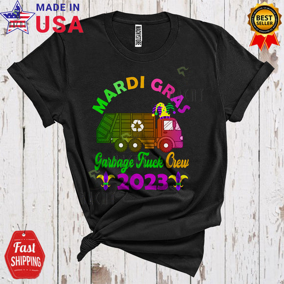 MacnyStore - Mardi Gras 2023 Garbage Truck Crew Funny Cool Mardi Gras Garbage Truck Wearing Jester Hat Lover T-Shirt