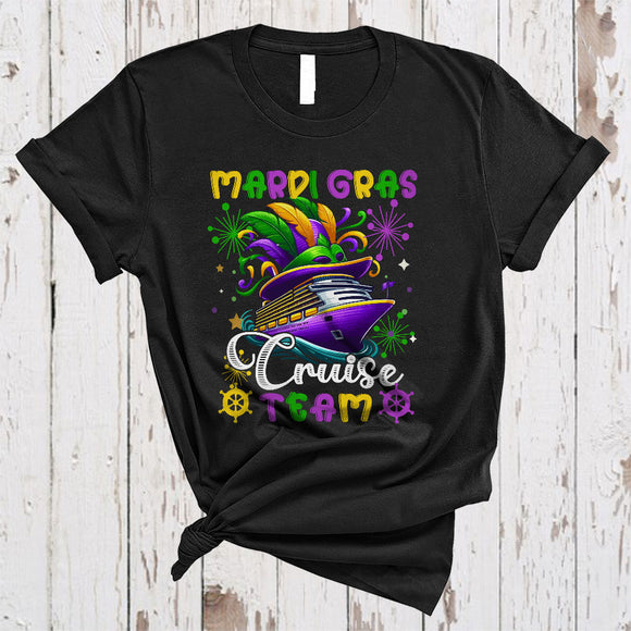 MacnyStore - Mardi Gras Cruise Team, Cheerful Mardi Gras Cruise Ship Mask, Matching Family Trip Group T-Shirt
