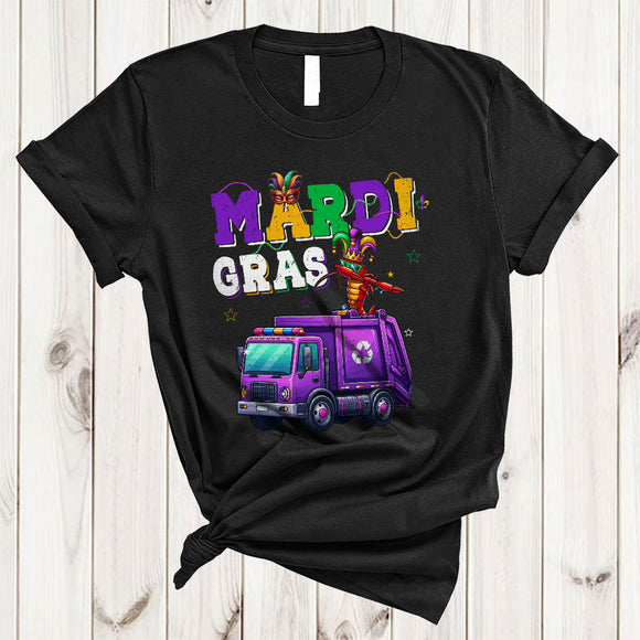 MacnyStore - Mardi Gras Dabbing Crawfish On Garbage Truck, Humorous Mardi Gras Crawfish, Parades Group T-Shirt