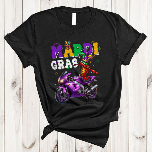 MacnyStore - Mardi Gras Dabbing Crawfish On Motorbike, Humorous Mardi Gras Crawfish, Parades Group T-Shirt