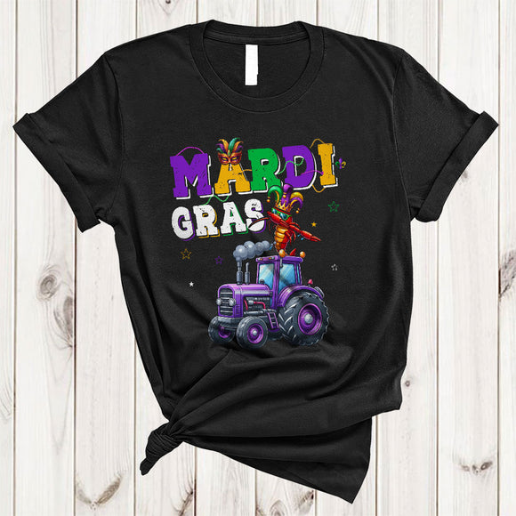MacnyStore - Mardi Gras Dabbing Crawfish On Tractor, Humorous Mardi Gras Crawfish, Parades Group T-Shirt