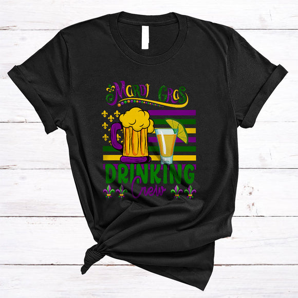 MacnyStore - Mardi Gras Drinking Crew, Awesome Mardi Gras American Flag, Proud Irish Drunk Drinking Team T-Shirt