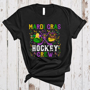 MacnyStore - Mardi Gras Hockey Crew, Wonderful Mardi Gras Mask Beads, Matching Sport Player Team T-Shirt