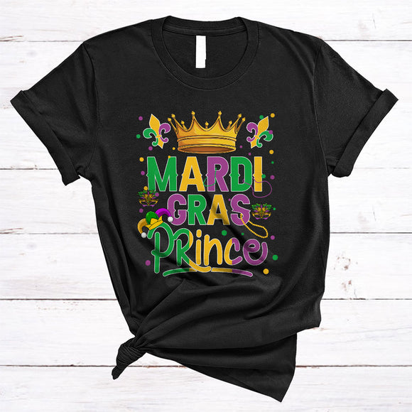 MacnyStore - Mardi Gras Prince, Wonderful Mardi Gras Mask Beads, Matching Boys Men Family Parades Group T-Shirt
