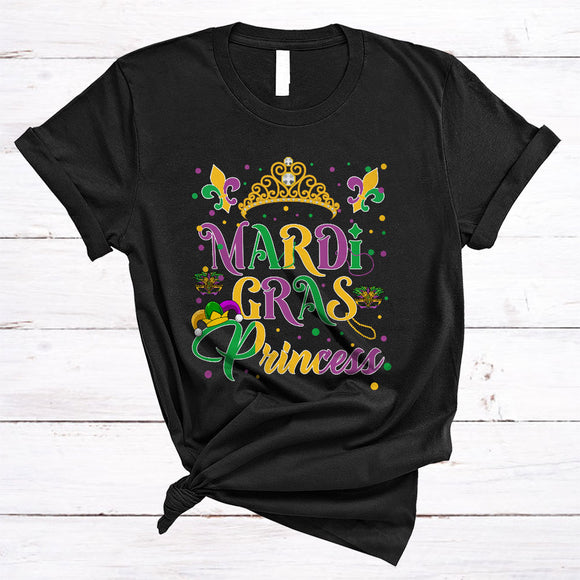 MacnyStore - Mardi Gras Princess, Wonderful Mardi Gras Mask Beads, Matching Girls Women Family Parades T-Shirt