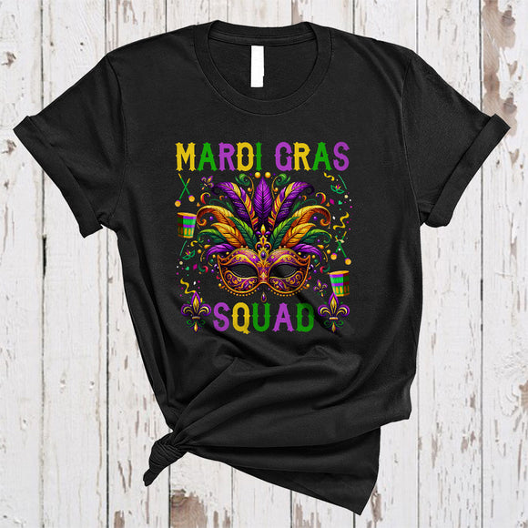 MacnyStore - Mardi Gras Squad, Amazing Mardi Gras Mask Beads, Matching Mardi Gras Parades Group T-Shirt