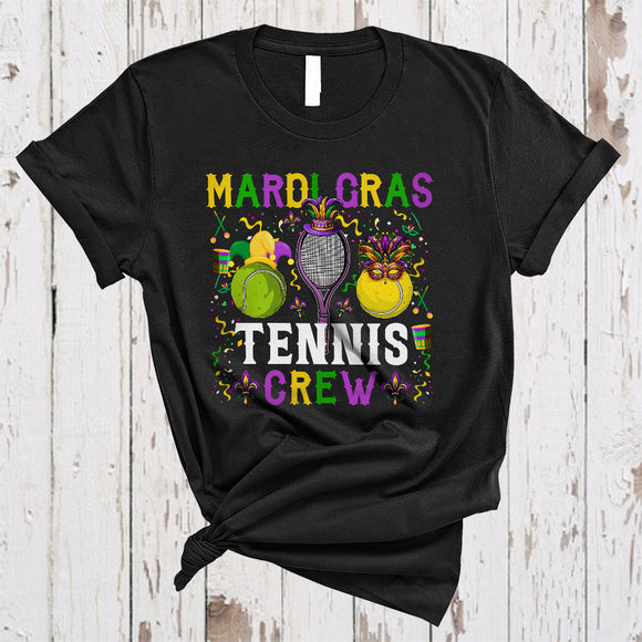 MacnyStore - Mardi Gras Tennis Crew, Wonderful Mardi Gras Mask Beads, Matching Sport Player Team T-Shirt