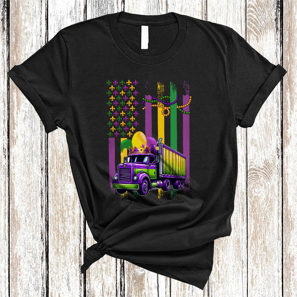 MacnyStore - Mardi Gras US Flag Truck, Proud Mardi Gras Beads Truck Driver Trucker, Parades Group T-Shirt