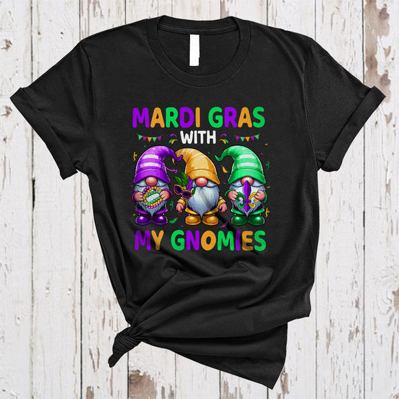 MacnyStore - Mardi Gras With Gnomies, Joyful Mardi Gras Beads Gnomes Lover, Matching Family Parades Group T-Shirt