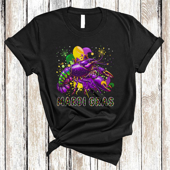 MacnyStore - Mardi Gras, Awesome Mardi Gras Crawfish Wearing Jester Hat Beads, Matching Parades Group T-Shirt
