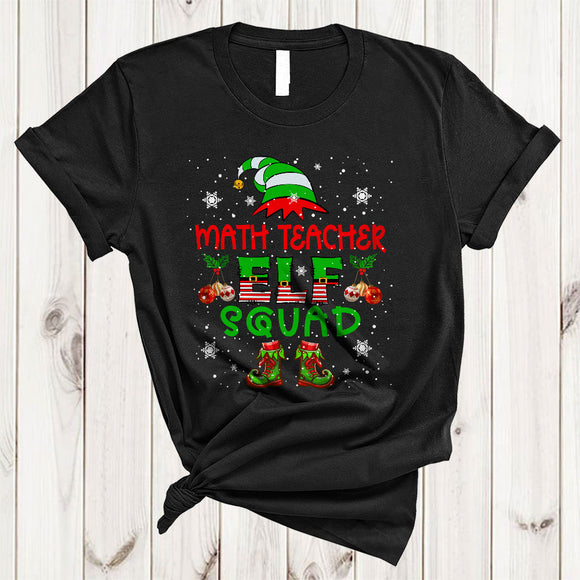 MacnyStore - Math Teacher ELF Squad, Joyful Merry Christmas ELF Snow Around, Teacher X-mas Group T-Shirt