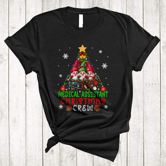 MacnyStore - Medical Assistant Christmas Crew, Awesome Cute Gnomes Christmas Tree, Matching X-mas Group T-Shirt