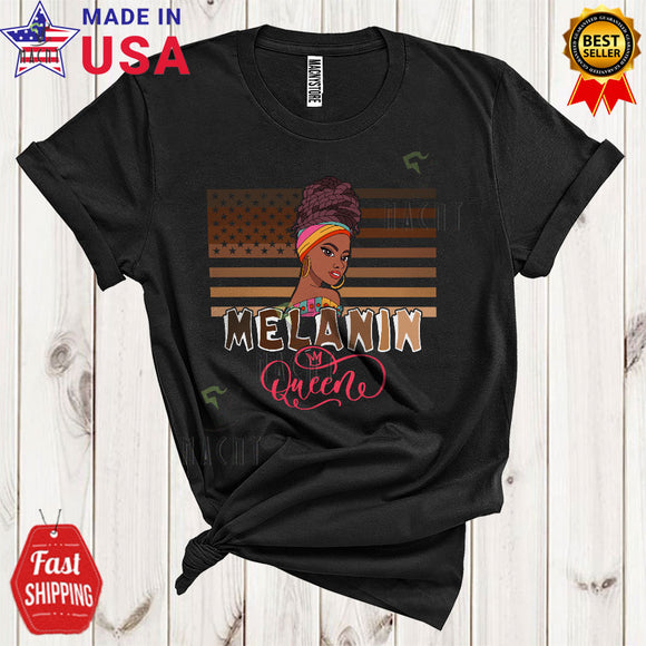 MacnyStore - Melanin Queen Cute Proud Juneteenth Black History Month Woman Matching Afro African American Pride T-Shirt