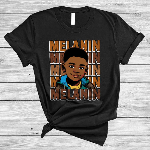 MacnyStore - Melanin, Awesome Black History Month Proud Afro African Boy, Matching Family Group T-Shirt