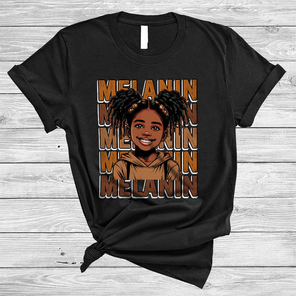 MacnyStore - Melanin, Awesome Black History Month Proud Afro African Girl, Matching Family Group T-Shirt