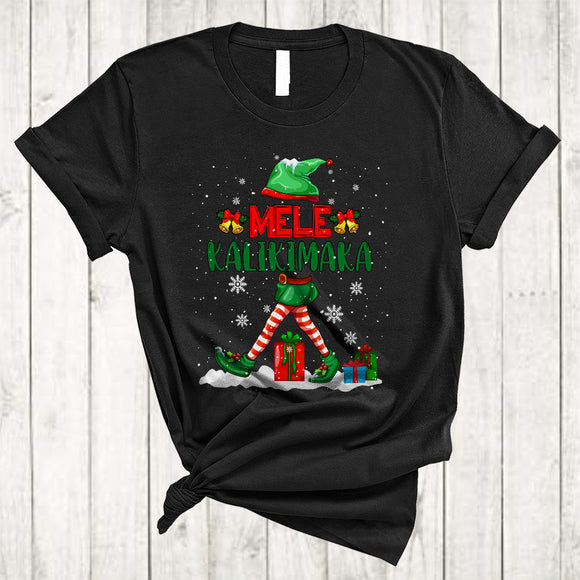 MacnyStore - Mele Kalikimaka, Joyful Christmas ELF Snow Around, X-mas Hawaiian Family Pajama Group T-Shirt