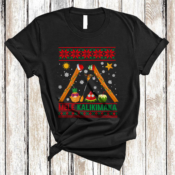 MacnyStore - Mele Kalikimaka, Wonderful Merry Christmas Sweater Santa Reindeer ELF Kayaking, X-mas Lights T-Shirt
