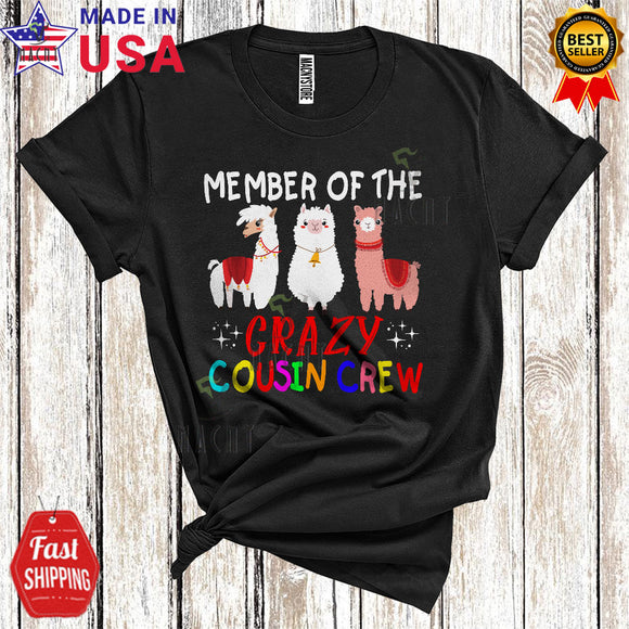 MacnyStore - Member Of The Crazy Cousin Crew Funny Cute Three Llamas Animal Family Group T-Shirt