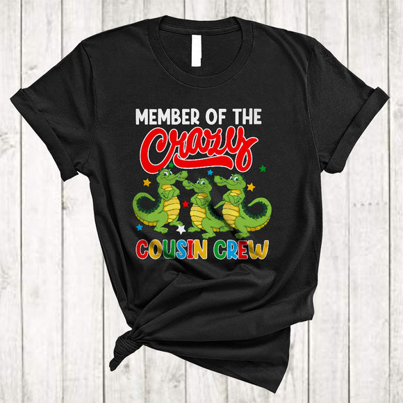 MacnyStore - Member Of The Crazy Cousin Crew, Humorous Three Crocodiles Animal, Matching Family Group T-Shirt