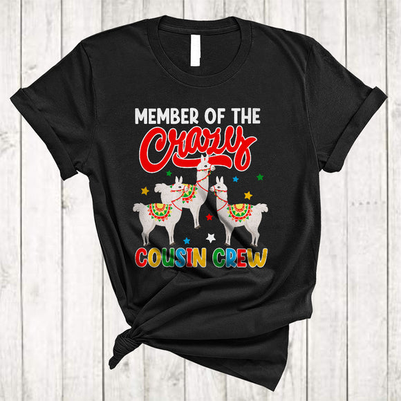 MacnyStore - Member Of The Crazy Cousin Crew, Humorous Three Llamas Animal, Matching Family Group T-Shirt