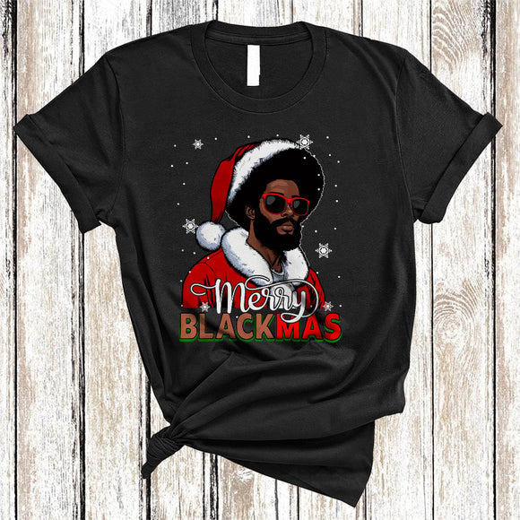 MacnyStore - Merry Blackmas, Adorable Christmas Santa African Boys Men, X-mas Black Afro Proud T-Shirt