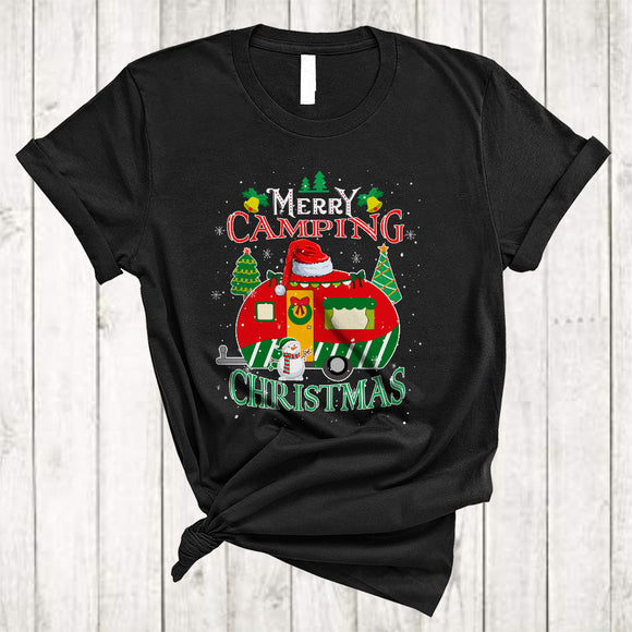 MacnyStore - Merry Camping Christmas, Cool Happy X-mas Santa Camping Lover, Matching X-mas Group T-Shirt