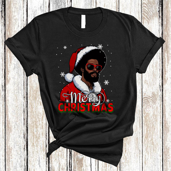 MacnyStore - Merry Christmas, Adorable Christmas Santa African Boys Men, X-mas Black Afro Proud T-Shirt