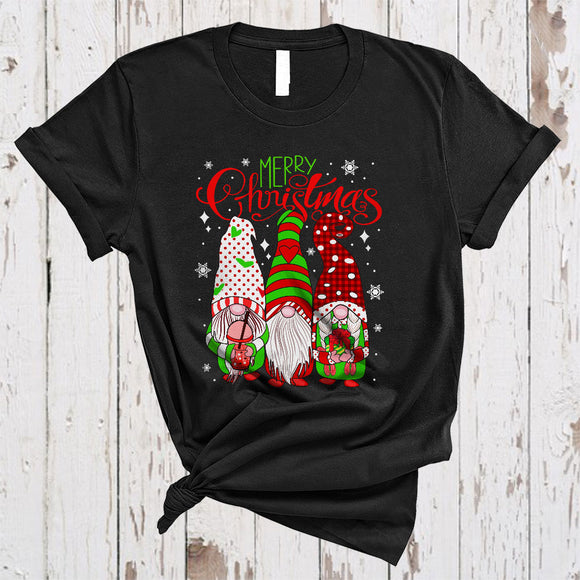 MacnyStore - Merry Christmas, Adorable Three Gnomies Gnomes Lover, Snow Around X-mas Group T-Shirt