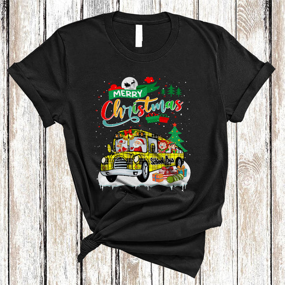 MacnyStore - Merry Christmas, Awesome Christmas Plaid School Bus Driver Driver, Snow Around X-mas Group T-Shirt