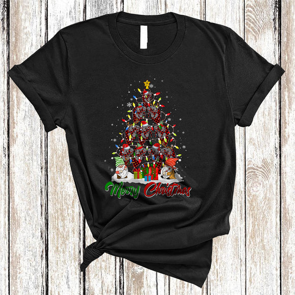 MacnyStore - Merry Christmas, Awesome Red Plaid Santa ELF Reindeer Manatee, X-mas Gnomes Lover T-Shirt