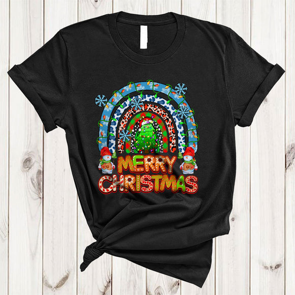 MacnyStore - Merry Christmas, Awesome X-mas Lights Snow Plaid Rainbow, Snowman Matching Family Group T-Shirt