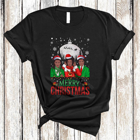 MacnyStore - Merry Christmas, Awesome X-mas Three Santa Afro African American Black Men, Matching Group T-Shirt