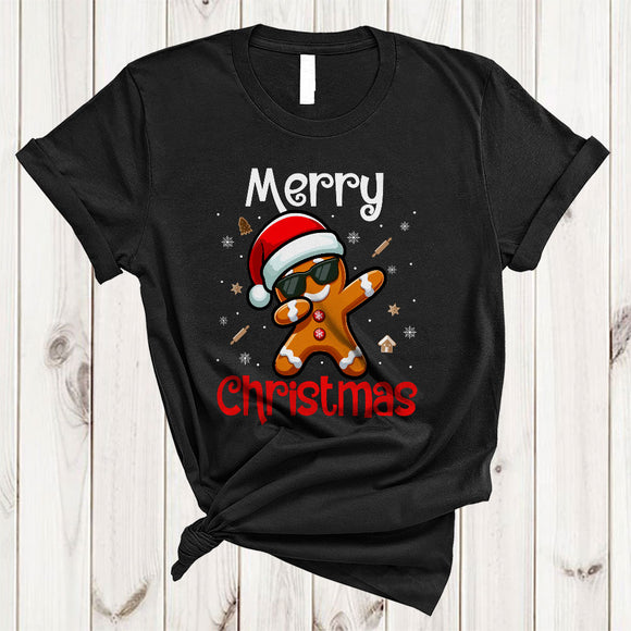 MacnyStore - Merry Christmas, Cheerful Cute Christmas Dabbing Gingerbread Lover, Cookie Bakers Squad T-Shirt