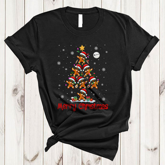 MacnyStore - Merry Christmas, Cheerful Cute Dabbing Gingerbread Christmas Tree, Cookie Bakers Squad T-Shirt
