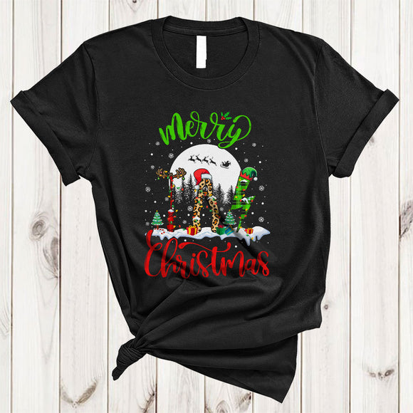 MacnyStore - Merry Christmas, Colorful Cool Leopard Plaid Reindeer Santa ELF Electrician Tools, X-mas Lights T-Shirt