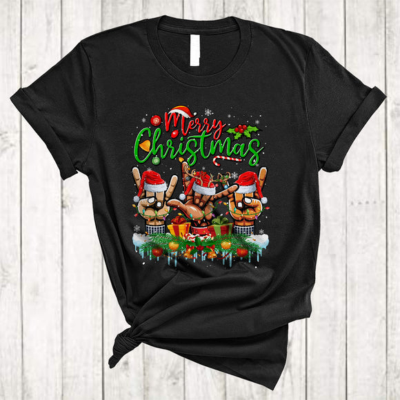 MacnyStore - Merry Christmas, Cool Awesome X-mas Santa ASL Sign Language, Matching Family Group T-Shirt