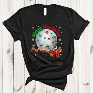 MacnyStore - Merry Christmas, Cute Santa Whippet On X-mas Sleigh, Matching Family Group Animal Lover T-Shirt